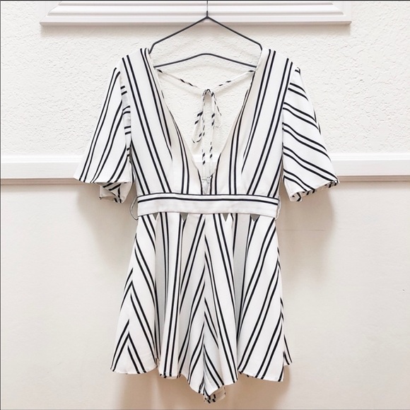Black & White Striped Romper - Picture 3 of 6